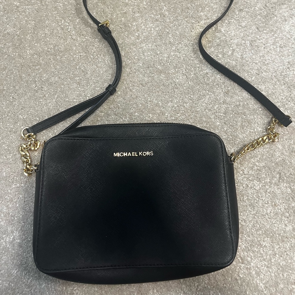 Michael Kors Black Crossbody Bag with Gold Chain